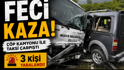 Ünye-İkizce yolu üzerinde meydana gelen trafik kazasında çöp kamyonu ile