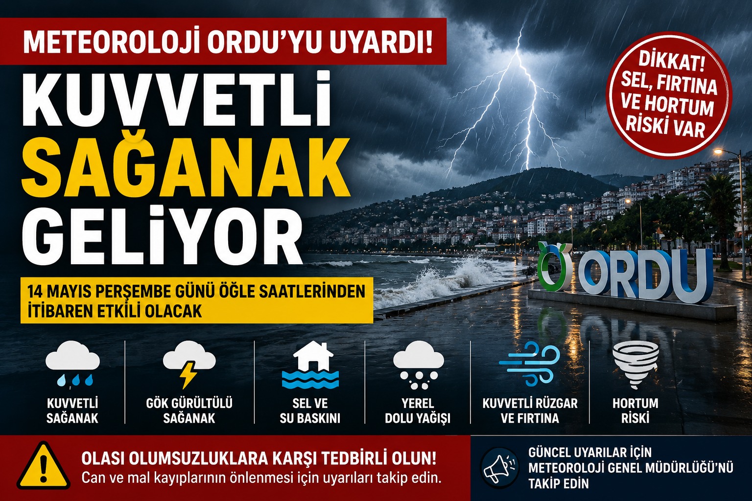 Meteoroloji Ordu’yu Uyardı: Kuvvetli Sağanak Geliyor meteoroloji orduyu uyardi