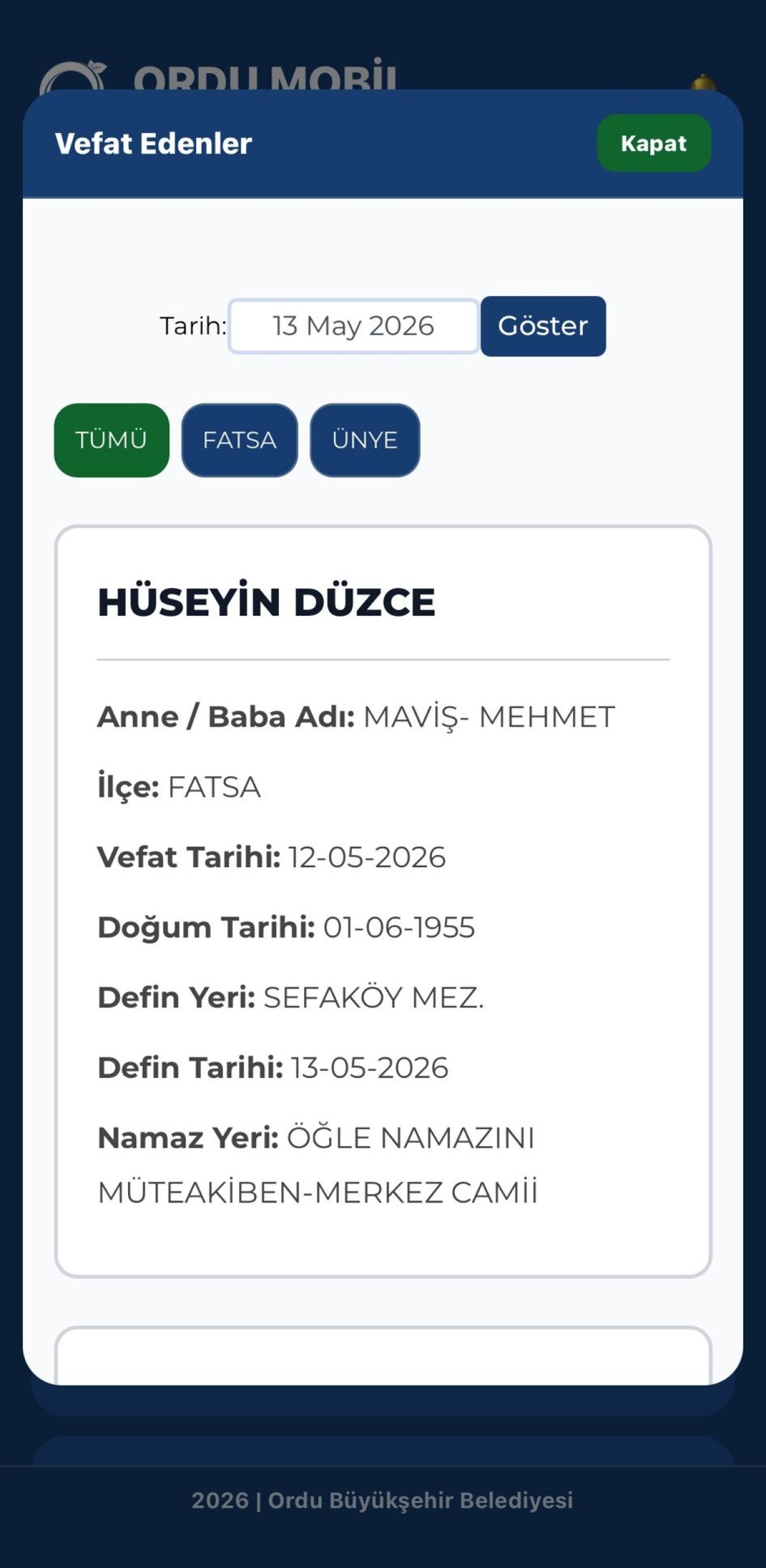 ordu mobil vatandaslarin hizmetinde 2793