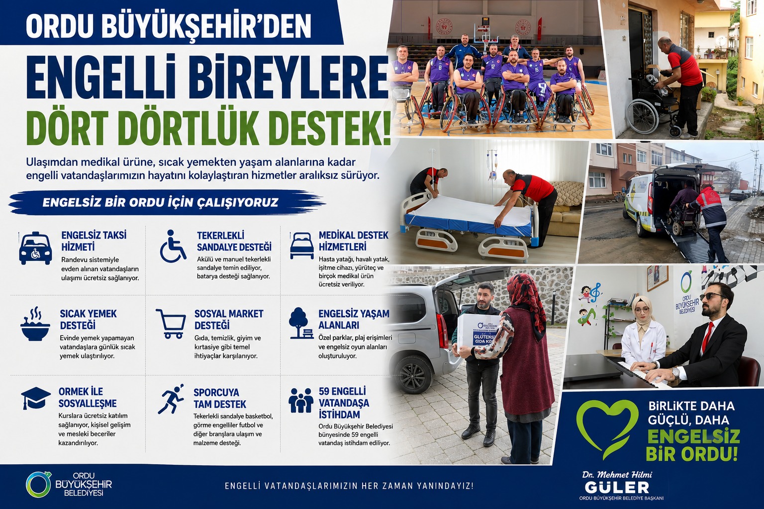 orduda engelli bireylere dort dortluk destek