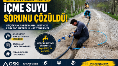 Ordu Büyükşehir Belediyesi OSKİ ekipleri tarafından Küçükakçakese Mahallesi’nde 4 bin