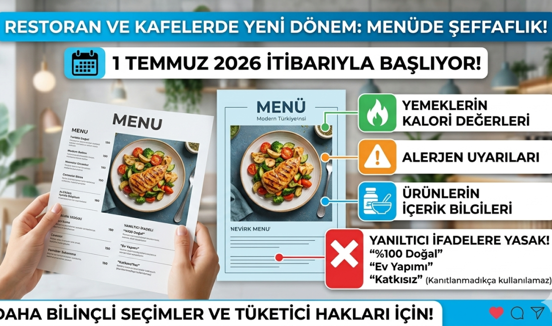 1 Temmuz 2026 itibarıyla restoran ve kafelerde ayrıntılı menü dönemi