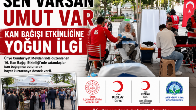Ünye Cumhuriyet Meydanı’nda düzenlenen 16. Kan Bağışı Etkinliği’nde vatandaşlar kan