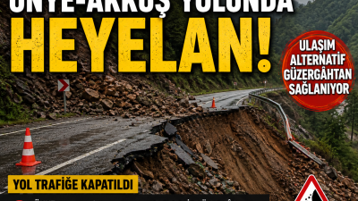 Ünye-Akkuş-Niksar Karayolu’nda meydana gelen heyelan nedeniyle ulaşım alternatif yollar üzerinden