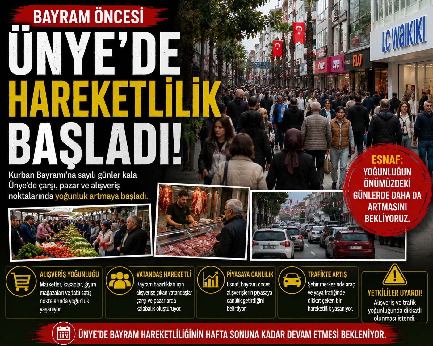 Bayram Öncesi Ünye’de Hareketlilik Başladı unye hareketlilik basladi