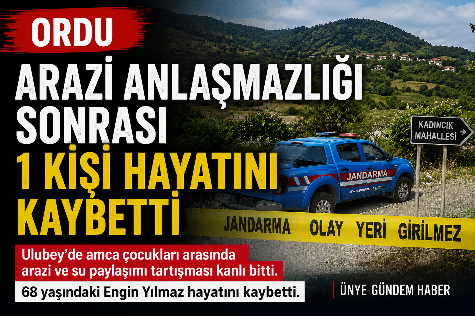 Ordu'nun Ulubey ilçesinde arazi anlaşmazlığı nedeniyle çıkan olayda 68 yaşındaki