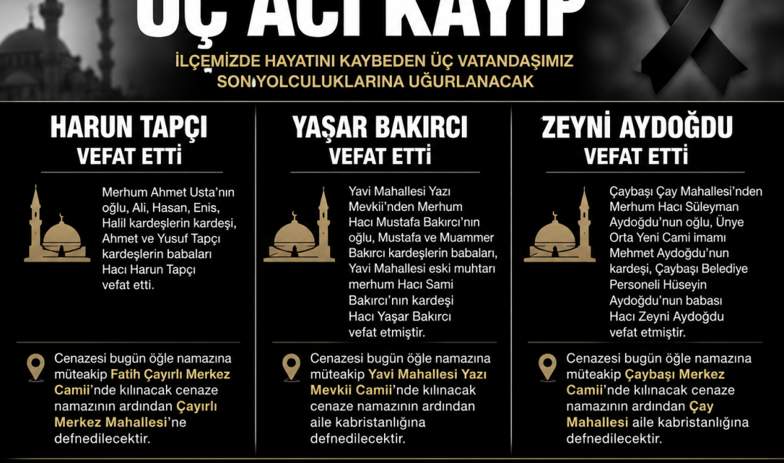Harun Tapçı, Yaşar Bakırcı ve Zeyni Aydoğdu son yolculuklarına uğurlanacak