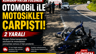 Otomobil ile motosikletin çarpışması sonucu meydana gelen kazada yaralanan 2