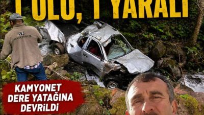 Ordu'nun Ulubey ilçesinde meydana gelen kazada kontrolden çıkan kamyonet dere