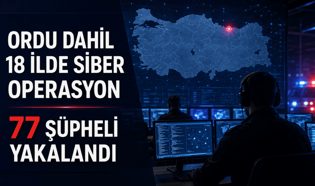 Ordu’nun da bulunduğu 18 ilde düzenlenen siber suç operasyonlarında 77
