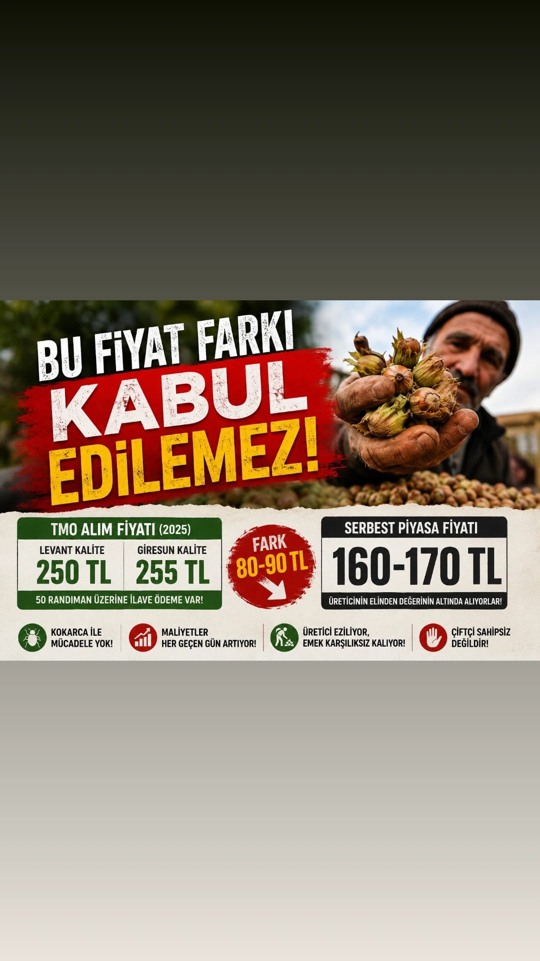 YRP Ünye İlçe Başkanı Mehmet Üstündağ, TMO ile serbest piyasa