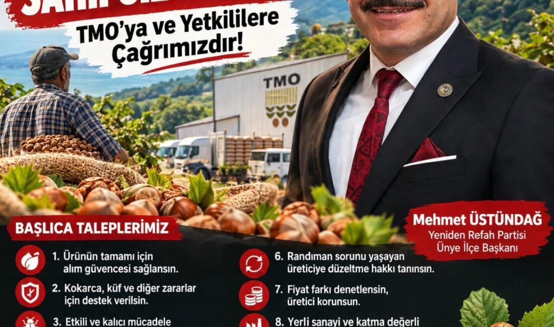 Yeniden Refah Partisi Ünye İlçe Başkanı Mehmet Üstündağ, fındık üreticilerinin