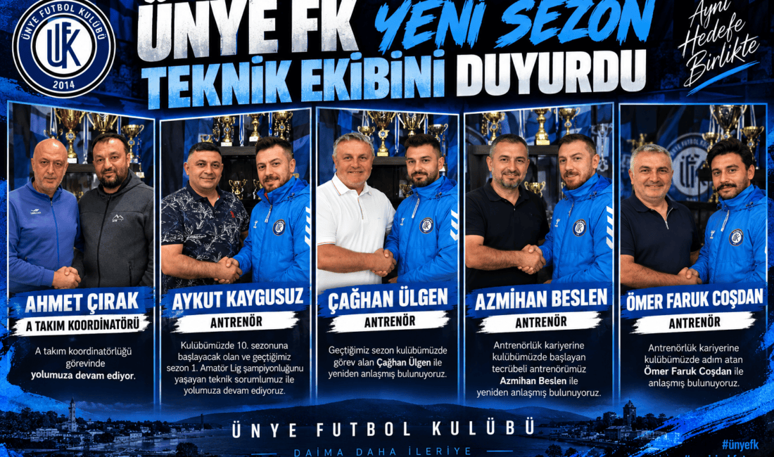 Ünye Futbol Kulübü, 2026-2027 sezonunda görev yapacak teknik ekibini açıkladı.