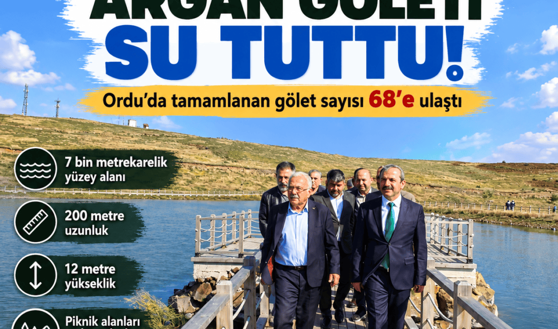 Akkuş Argan Yayla Göleti su tutmaya başladı. Ordu'da tamamlanan gölet