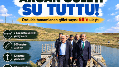 Akkuş Argan Yayla Göleti su tutmaya başladı. Ordu'da tamamlanan gölet