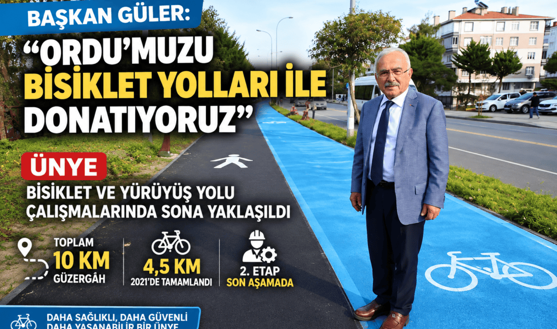 Ünye bisiklet ve yürüyüş yolu projesinde sona yaklaşıldı. Çamlık ve
