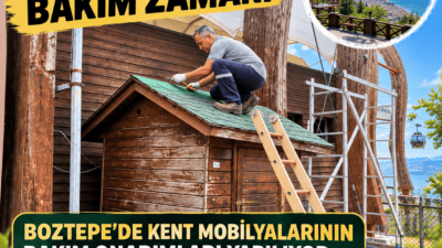 Ordu Büyükşehir Belediyesi, Boztepe’de yaz sezonunda yıpranan kent mobilyalarının bakım
