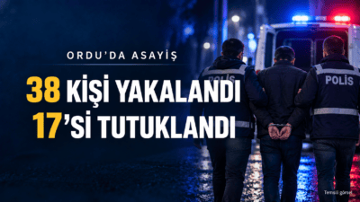 Ordu’da 28 Eylül–4 Ekim’de yapılan asayiş çalışmalarında aranan 38 kişi