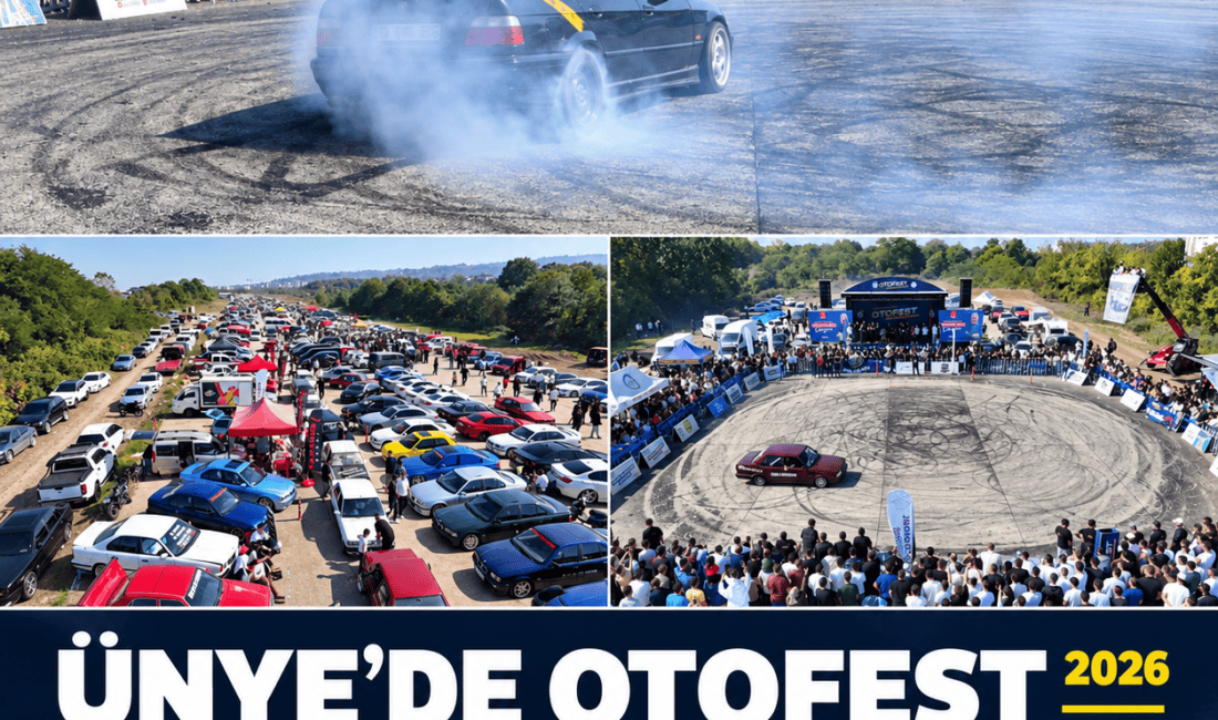 Ünye Sahilköy’de düzenlenen OtoFest 2026, araç sergileri ve drift gösterileriyle