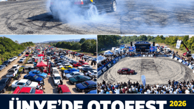 Ünye Sahilköy’de düzenlenen OtoFest 2026, araç sergileri ve drift gösterileriyle