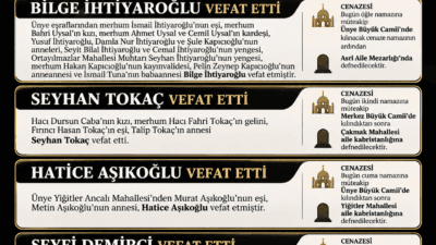 Ünye ve Akkuş’ta 16 Ekim 2026 Cuma günü vefat eden