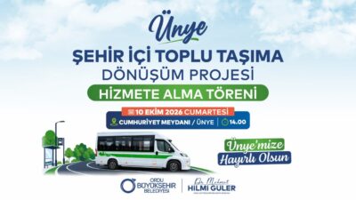 Ünye’de yeni toplu taşıma sistemi 10 Ekim’de başlıyor. 118 araç