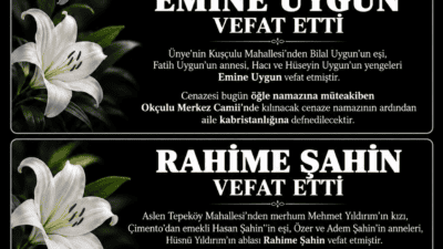 Ünye’de 9 Ekim 2026 vefat haberleri. Emine Uygun ve Rahime
